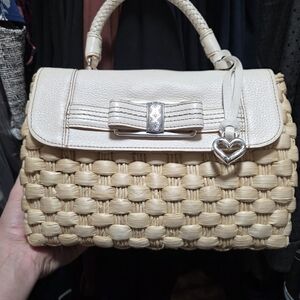 Brighton Cream and Tan Woven Satchel